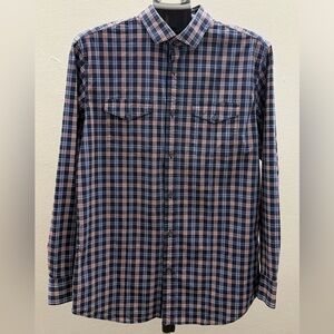 Banana Republic Navy and Pink Plaid Shirt